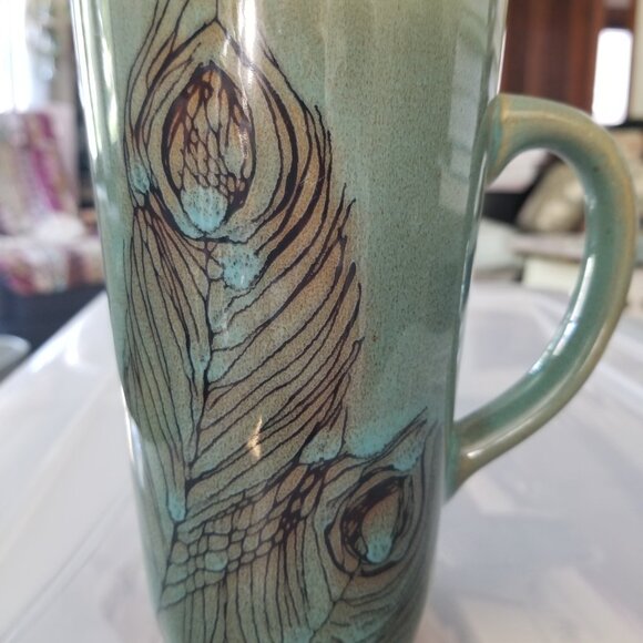 Peacock Feather Artsy Coffee Tea Mug - Picture 10 of 10